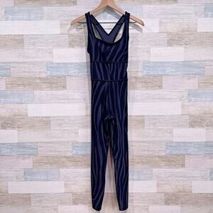 DVF x Target Tonal Zebra Activewear Jumpsuit Black Gray Unitard Womens XXS